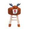 Modern Woven Brown Deer Ottoman Stool with Wooden Legs Contemporary Oval Fabric view 4