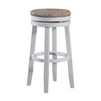 Barstool White Beach Shabby Chic Wood Finish Swivel