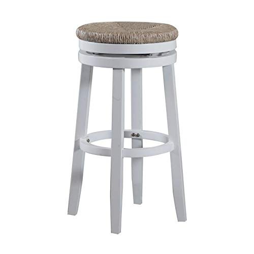Barstool White Beach Shabby Chic Wood Finish Swivel