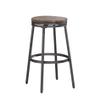 Backless Bar Stool Grey Industrial Metal Wood Finish Swivel view 1