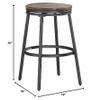 Backless Bar Stool Grey Industrial Metal Wood Finish Swivel view 2