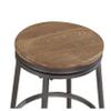 Backless Bar Stool Grey Industrial Metal Wood Finish Swivel view 3