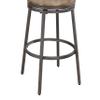Backless Bar Stool Grey Industrial Metal Wood Finish Swivel view 4