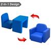 2-in-1 Multifunctional Convertible Kids Table and Chair Set Blue Modern Contemporary Plastic Cushioned Seat view 4