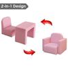 2-in-1 Multifunctional Convertible Kids Table and Chair Set Pink Modern Contemporary Plastic Cushioned Seat view 3