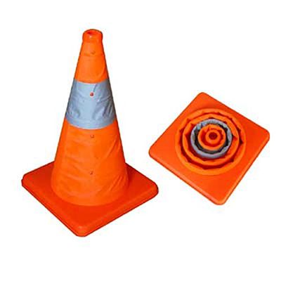 MH GLOBAL 18" Multi-Purpose Collapsible Safety Cone Reflecting Tape Flasher
