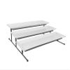 3 Tier Collapsible Thicker Sturdier Plate Rack Stand with Plates - Three Tiered Cake Serving Tray - Dessert Fruit Presentation - Party Food Server Display - 3 White 12' x 6" Porcelain Platters Incl view 1