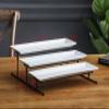 3 Tier Collapsible Thicker Sturdier Plate Rack Stand with Plates - Three Tiered Cake Serving Tray - Dessert Fruit Presentation - Party Food Server Display - 3 White 12' x 6" Porcelain Platters Incl view 2