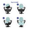 Ambesonne Teal Office Chair Slipcover, Horizontal Zigzag Lines Chevron Triangles Pattern Simple Classical Geometric Design, Protective Stretch Decorative Fabric Cover, Standard Size, Cream Teal view 4