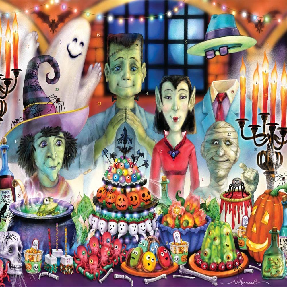 Monster Banquet Countdown to Halloween Calendar by Vermont Christmas Company - 11"x14" - Open a Window Each Day in October to Find a Fun Halloween Picture