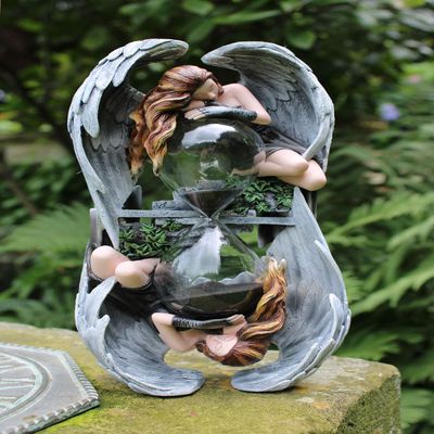 Ebros Gift 9" Tall Sacred Memory Weeping Angel Gothic Sand Timer Statue by Anne Stokes Heavenly Angels Sandtimer Desktop Shelf Decorative Figurine