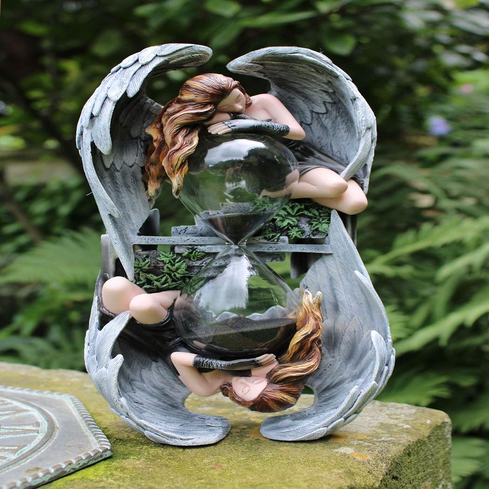 Ebros Gift 9" Tall Sacred Memory Weeping Angel Gothic Sand Timer Statue by Anne Stokes Heavenly Angels Sandtimer Desktop Shelf Decorative Figurine