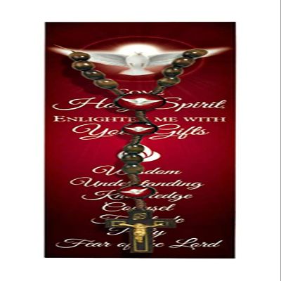 Needzo Come Holy Spirit Confirmation Cord Rosary and Bookmark, 19 Inch