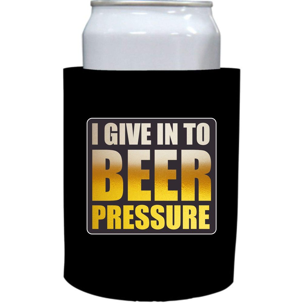 Beer Pressure Thick Foam Can Coolie (Black, 2 Pack)
