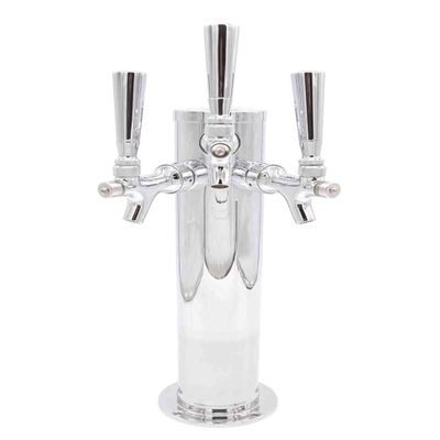 K&B Triple Faucet Draft Beer Kegerator Tower 3" - Customizable (Chrome Self Closing Faucet, Chrome Heavy Duty Tap Handle)