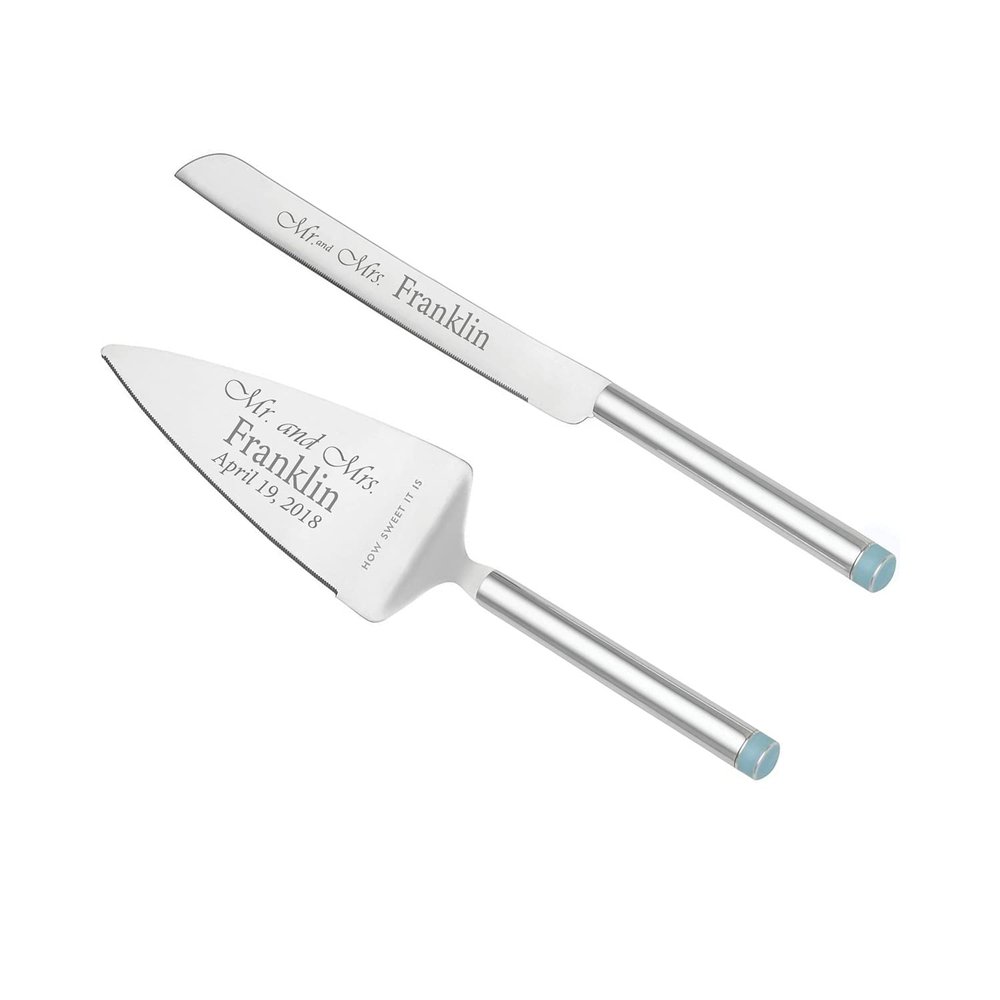 Kate Spade Bridal Personalized Take the Cake Wedding Cake Knife and Server Set, Custom Engraved Wedding Cake Cutting Set, Accessories and Gifts for the Bride and Groom