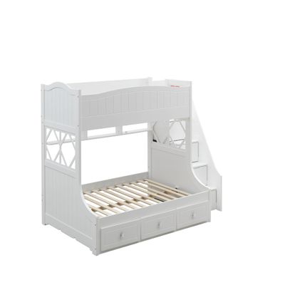 Acme Meyer Twin/Full Bunk Bed with Storage Ladder and Drawers in White