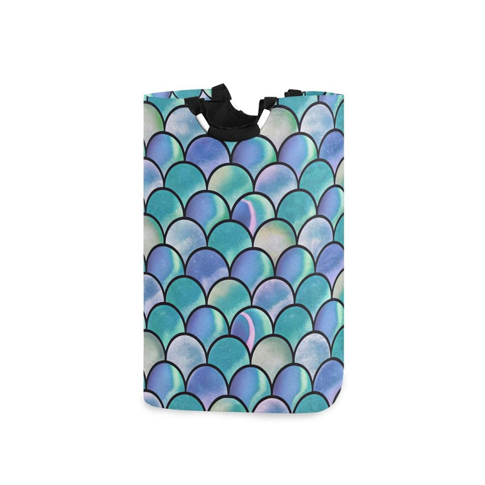Blueangle Rainbow Scales Mermaid Laundry Basket Clothes Hamper Collapsible Durable Dirty Clothes Large Storage Laundry Organizer