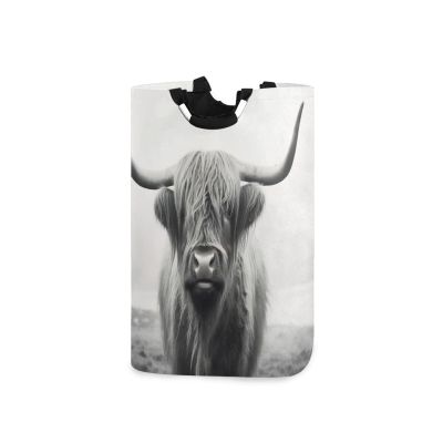 Blueangle Funny Scottish Highland Cow Laundry Basket Collapsible Oxford Fabric Laundry Hamper Foldable Clothes Laundry Bag with Handles