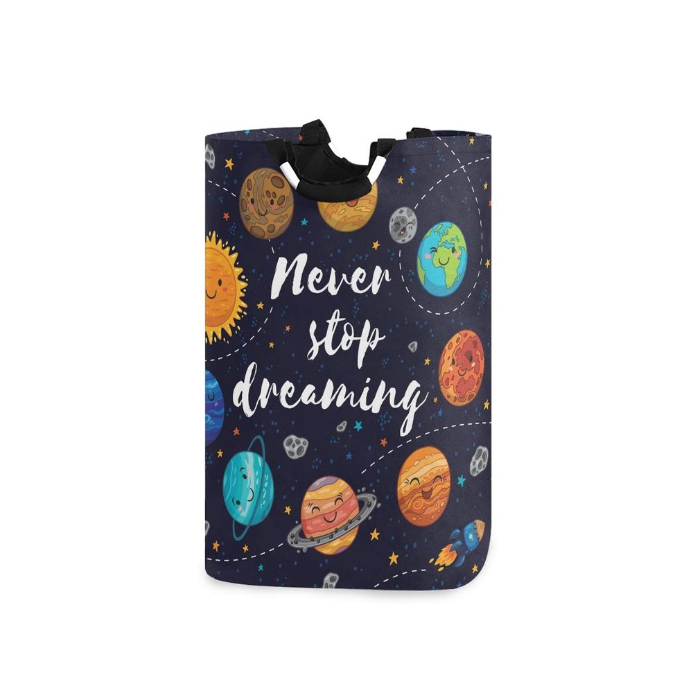 Blueangle Cartoon Solar System Pattern Laundry Basket Clothes Hamper Collapsible Durable Dirty Clothes Large Storage Laundry Organizer