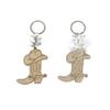 12Pcs Cowboy boot Wood Design Keychain With Organza Bags Comfirmation/Baptism/Comunion Favors for Boy or Girl Recuerdos de Bautizo view 1