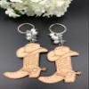 12Pcs Cowboy boot Wood Design Keychain With Organza Bags Comfirmation/Baptism/Comunion Favors for Boy or Girl Recuerdos de Bautizo view 2