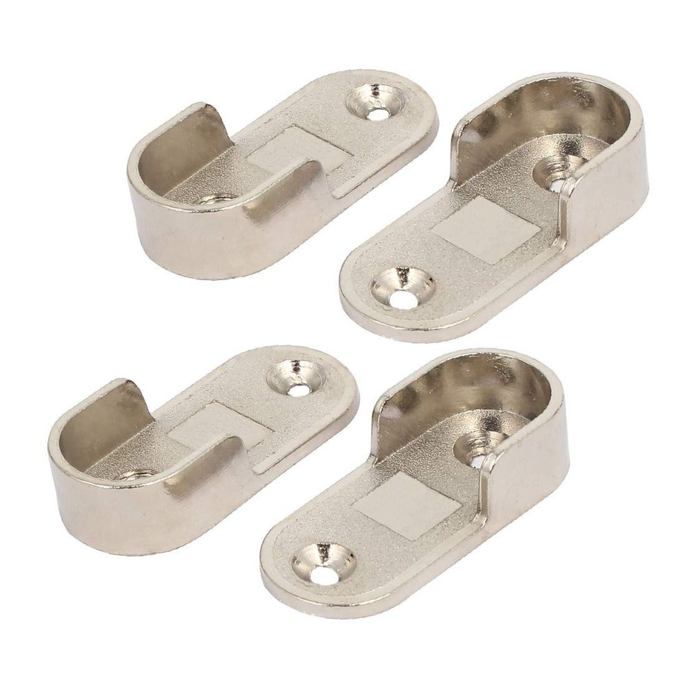 New Lon0167 Wardrobe Closet Featured Clothes Hanging Rail reliable efficacy Rod End Bracket Supports 16mm Dia 4pcs(id:553 90 fa5)