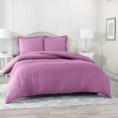 Comfort Bed Store 3 Piece Duvet Set Collection Organic Cotton 1000 Thread Count Solid 1 Duvet Cover, 2 Pillow Shams (Lavender Cal. King, Set of 3)