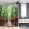 Lunarable Japanese Stall Shower Curtain, Path to Forest in Kyoto Japan Japanese Landscape Fish Eye Shot Photo Print, Fabric Bathroom Decor Set with Hooks, 54" W x 78", Fern Green Redwood view 1