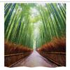 Lunarable Japanese Stall Shower Curtain, Path to Forest in Kyoto Japan Japanese Landscape Fish Eye Shot Photo Print, Fabric Bathroom Decor Set with Hooks, 54" W x 78", Fern Green Redwood view 4