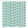 Lunarable Turquoise Stall Shower Curtain, Penguins Diving in Water Pose Cartoon Animals Repetitive Illustration, Fabric Bathroom Decor Set with Hooks, 36" W x 72" L, Mint Green and Black view 3