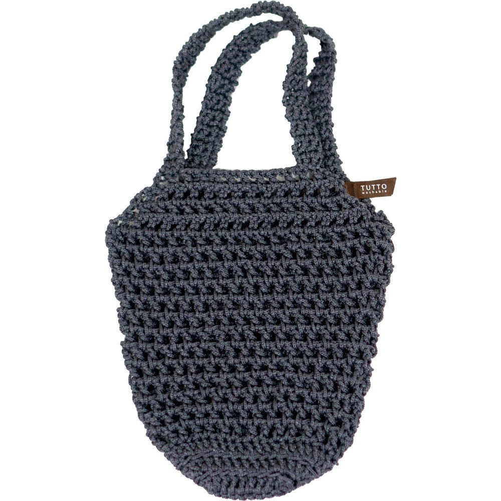 OKA PLYS Hanging Storage Tote Bag, Small, Gray (Basket Bag, Hand Knitted)