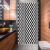 Lunarable Geometric Stall Shower Curtain, Plaid Ornamented of Squares Shapes in Checkered Style Repetition, Fabric Bathroom Decor Set with Hooks, 54" W x 78" L, Charcoal Grey and White view 2