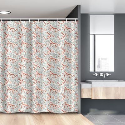 Lunarable Floral Stall Shower Curtain, Botanical Scene of Blossoming Field Flowers and Leaves on Branches, Fabric Bathroom Decor Set with Hooks, 54" W x 78" L, Burnt Sienna and Pale Green