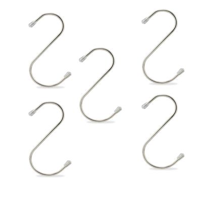 SENRISE Stainless Steel S Shaped Hanging Hooks,5Pcs Heavy-duty Hanging S Hooks with Ball Ends For Kitchen Bathroom Office Garage27X32mmM
