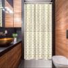 Lunarable Geometric Stall Shower Curtain, Triangles in Gridal Design with Chevron Zig Zag Style Pattern Image Print, Fabric Bathroom Decor Set with Hooks, 54" W x 78" L, Yellow and White view 2