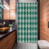 Lunarable Christmas Stall Shower Curtain, Classic Noel Gingham Xmas Stripes Geometric Celtic Tartan Lines Checkered, Fabric Bathroom Decor Set with Hooks, 54" W x 78" L, Hunter Green view 2