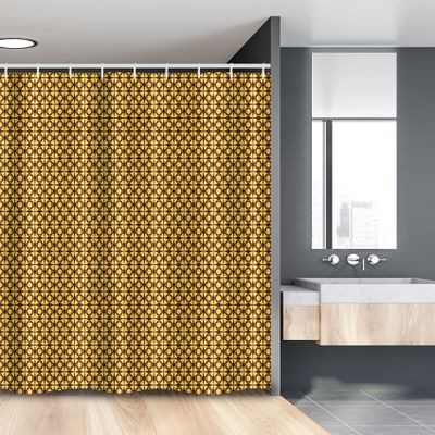 Lunarable Vintage Stall Shower Curtain, Retro Abstract Geometric 70's Circles Art Warm Tones Illustration, Fabric Bathroom Decor Set with Hooks, 54" W x 78" L, Dark Maroon Mustard