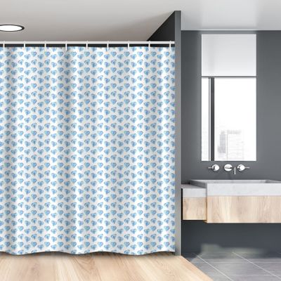 Lunarable Geometric Stall Shower Curtain, Print of Diamond Shapes Cubic Crystal Structures Gemstone Design, Fabric Bathroom Decor Set with Hooks, 54" W x 78" L, Blue Pale Blue and White