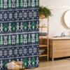 Lunarable Christmas Stall Shower Curtain, Scandinavian Style Stitch Penguins Teddy Bears Angels Gingerbread Man, Fabric Bathroom Decor Set with Hooks, 36" W x 72" L, Dark Blue Green White view 1