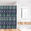 Lunarable Christmas Stall Shower Curtain, Scandinavian Style Stitch Penguins Teddy Bears Angels Gingerbread Man, Fabric Bathroom Decor Set with Hooks, 36" W x 72" L, Dark Blue Green White view 2