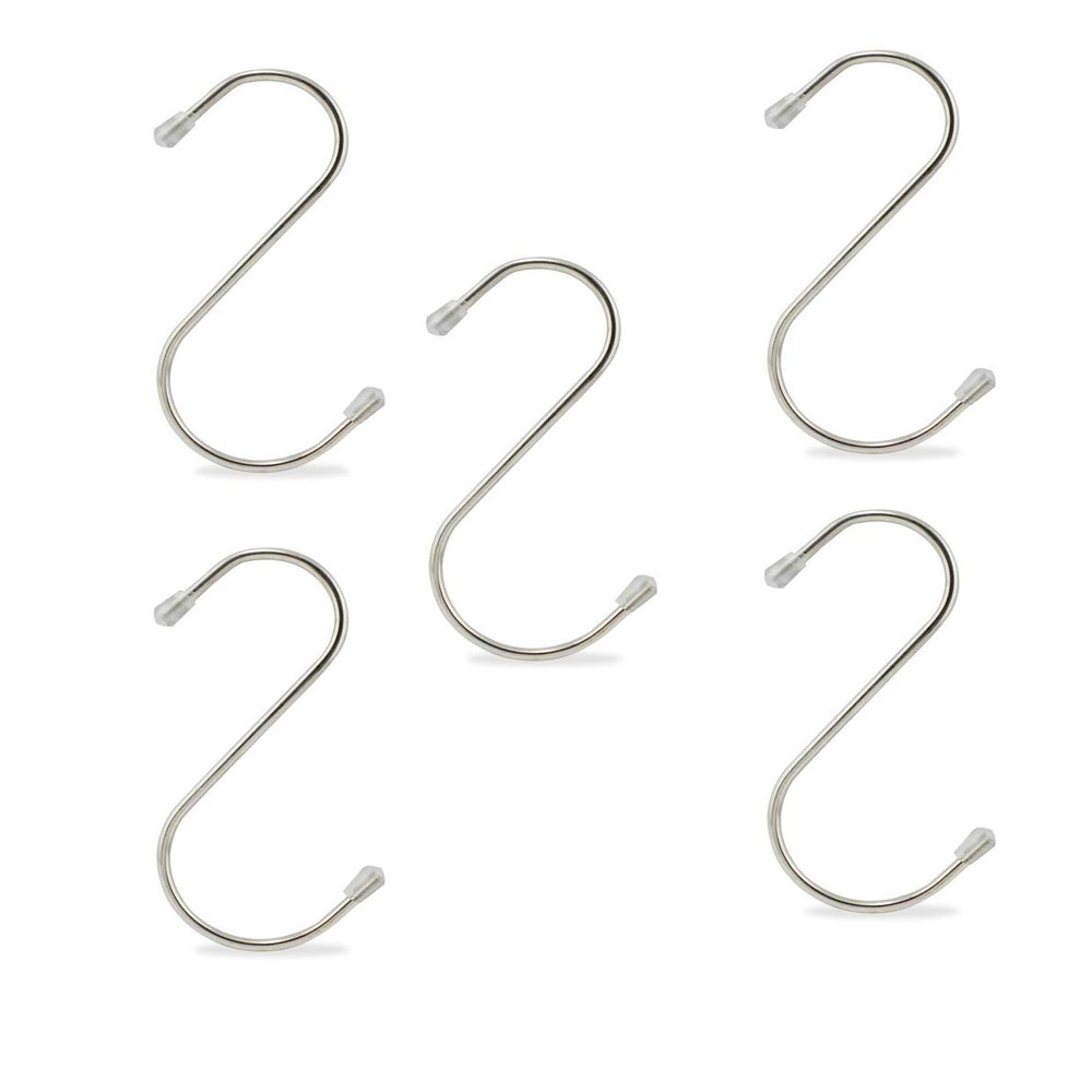 SENRISE Stainless Steel S Shaped Hanging Hooks,5Pcs Heavy-duty Hanging S Hooks with Ball Ends For Kitchen Bathroom Office Garage20X25mmS