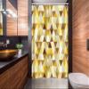 Lunarable Geometric Stall Shower Curtain, Triangle Pattern Happy Autumn Color Style Design, Fabric Bathroom Decor Set with Hooks, 54" W x 78" L, Earth Yellow Sepia view 2