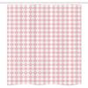 Lunarable Geometric Stall Shower Curtain, Checked Pattern White Squares on Pale Pink Backdrop Soft Colors Retro, Fabric Bathroom Decor Set with Hooks, 36" W x 72" L, White and Pale Pink view 3