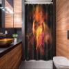 Lunarable Outer Space Stall Shower Curtain, Outer Space Nebula Forming Star Cluster Galaxy Cosmos Astronomy Universe, Fabric Bathroom Decor Set with Hooks, 54" W x 78" L, Black Orange Red view 2