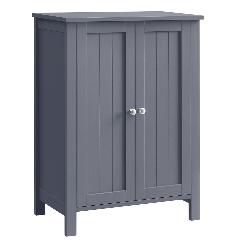 VASAGLE Floor Storage Cabinet, Freestanding Storage Unit with 2 Adjustable Shelves, for Bathroom Living Room Dining Kitchen, 11.8 x 23.6 x 31.5 Inches, Slate Gray UBCB60GY