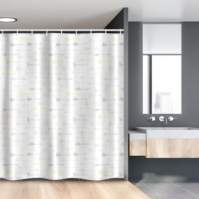 Lunarable Ethnic Stall Shower Curtain, Culture Arrows Pastel Design Indigenous Folklore Elements, Fabric Bathroom Decor Set with Hooks, 54" W x 78" L, Multicolor