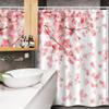 Lunarable Floral Stall Shower Curtain, Pastel Japanese Botanical Design Cherry Blossom Branches and Petals, Fabric Bathroom Decor Set with Hooks, 54" W x 78" L, Blush Dark Coral and White view 3