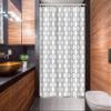 Lunarable Geometric Stall Shower Curtain, Simplistic Ornamental Floral Repeating Motif Monochrome Floor Design, Fabric Bathroom Decor Set with Hooks, 54" W x 78" L, Grey White view 2