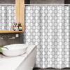 Lunarable Geometric Stall Shower Curtain, Simplistic Ornamental Floral Repeating Motif Monochrome Floor Design, Fabric Bathroom Decor Set with Hooks, 54" W x 78" L, Grey White view 3